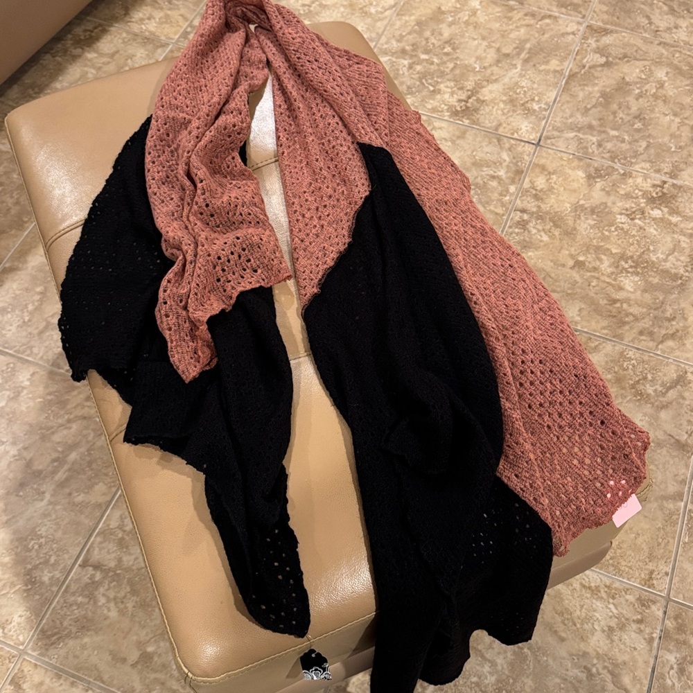 Oversized Pink and Black Knit Scarf